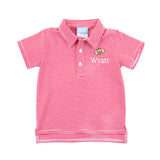 Football Embroidered Red Stripe Polo