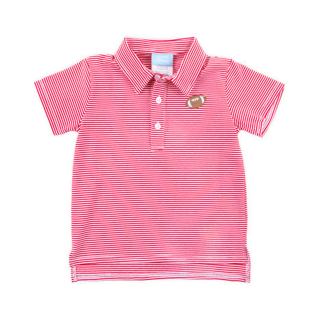 Football Embroidered Red Stripe Polo