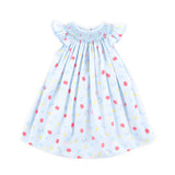Back to School Smocked Blue Angel Sleeve Dress