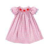 Apple Smocked Red Plaid Bishop Dress