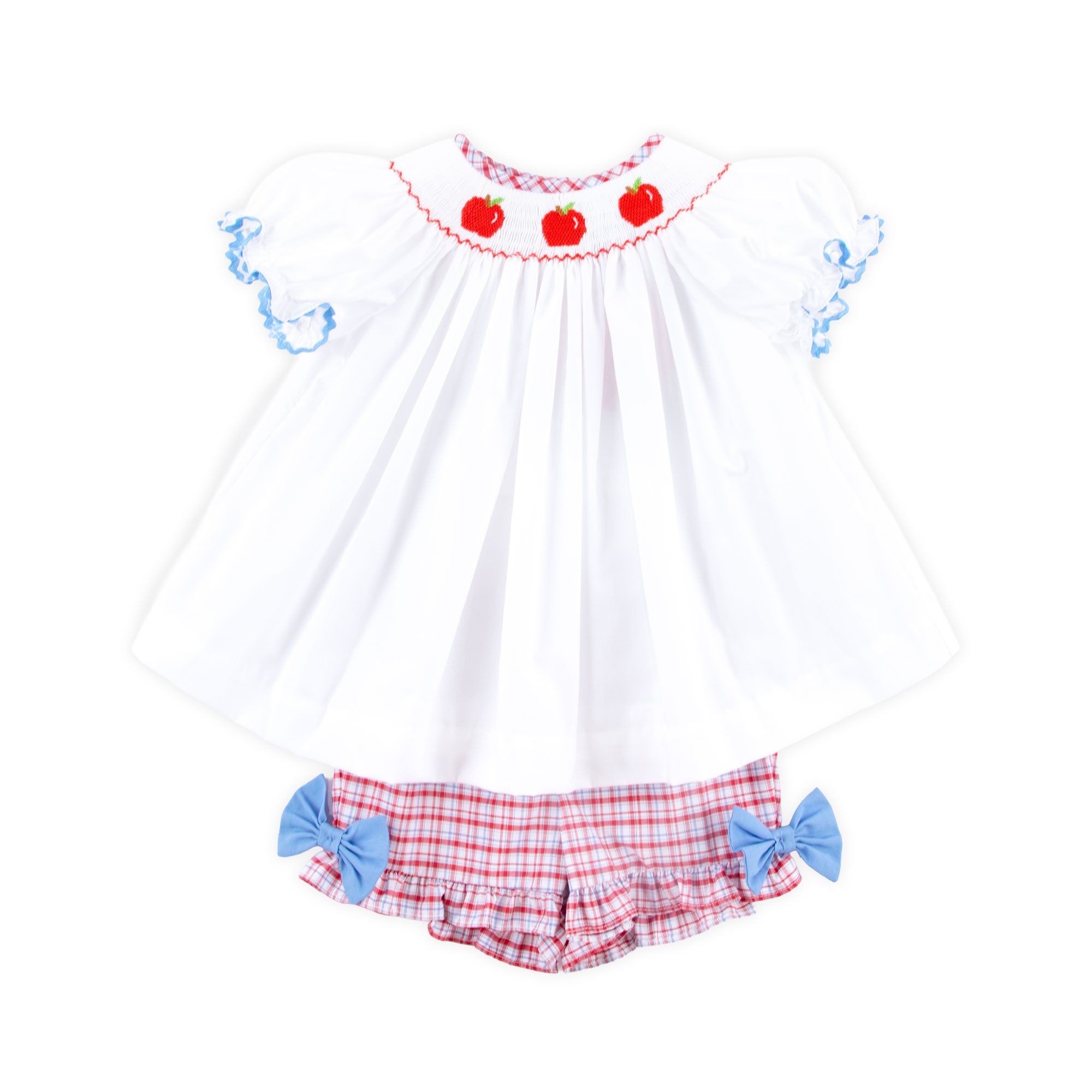 Apple Smocked Red Plaid Bishop Short Set – Classic Whimsy