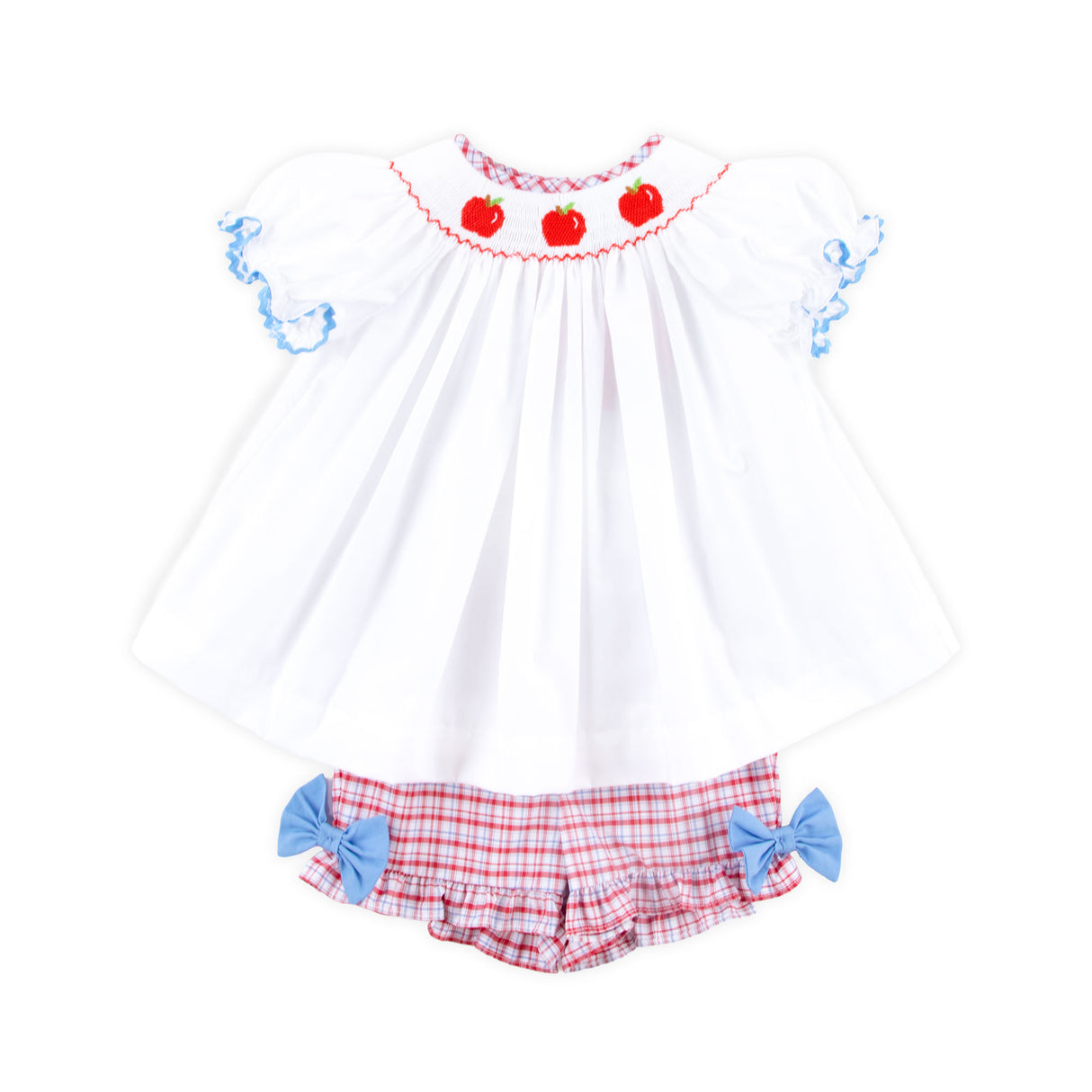 Apple Smocked Red Plaid Bishop Short Set
