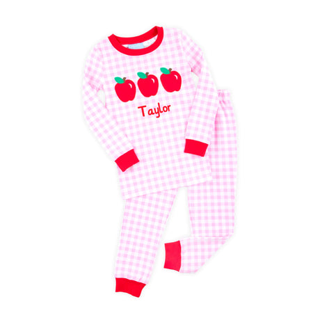 Apple Trio Pink Gingham Pajamas