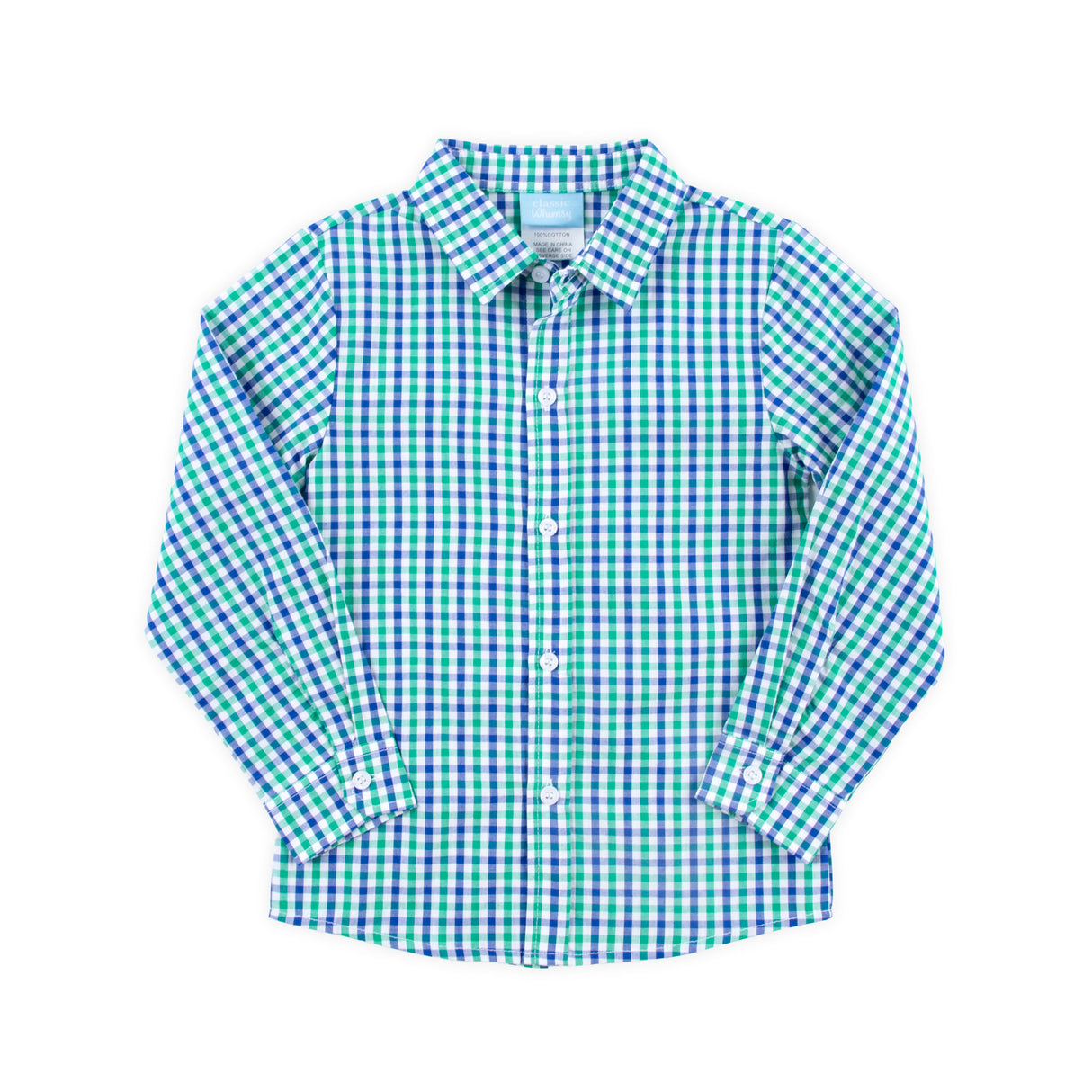Green & Navy Gingham Button Down Shirt