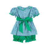 Green & Navy Gingham Paige Bloomer Set