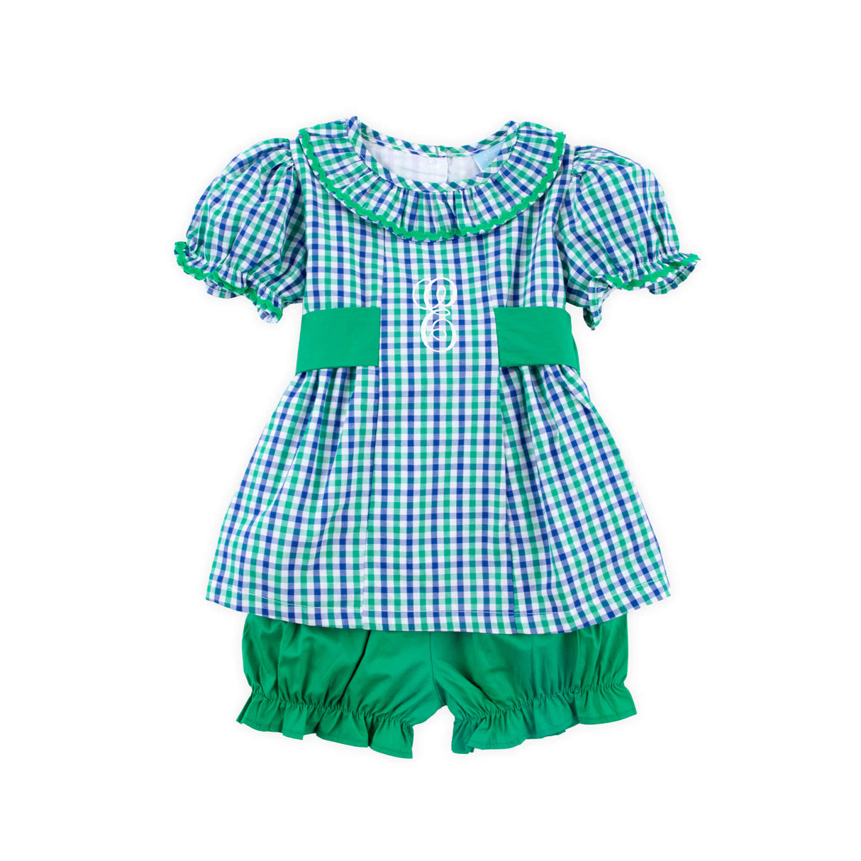 Green & Navy Gingham Paige Bloomer Set