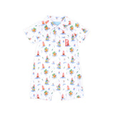 Pirate Ship Print Polo Romper