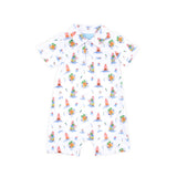 Pirate Ship Print Polo Romper