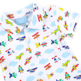 Airplane & Clouds Polo Romper