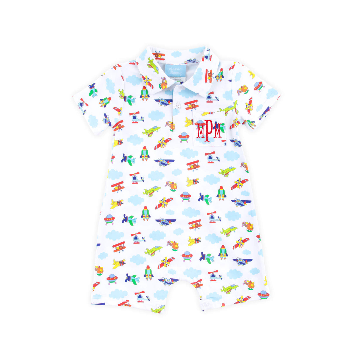 Airplane & Clouds Polo Romper