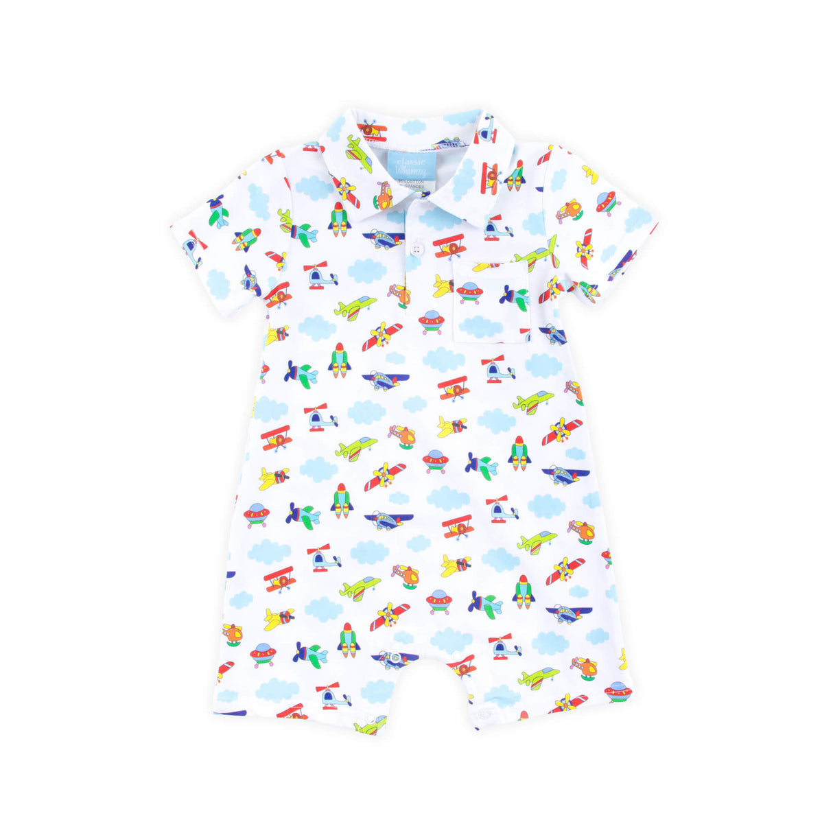 Airplane & Clouds Polo Romper