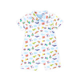 Airplane & Clouds Polo Romper