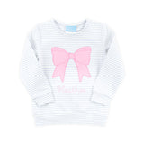 Bow Applique Blue Stripe Sweatshirt