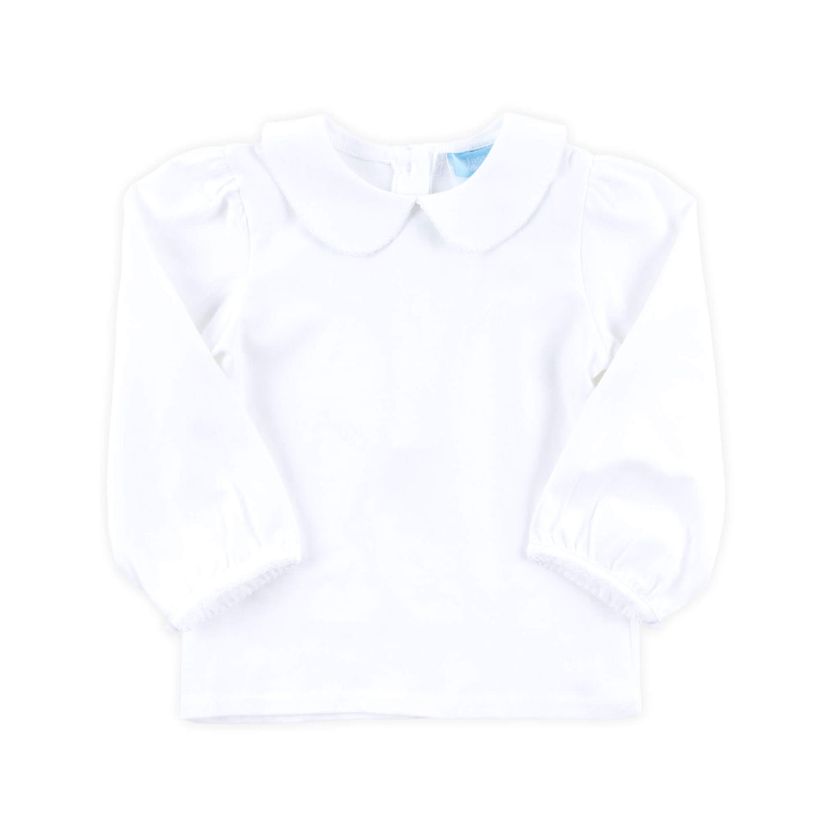 Girls White Knit Long Sleeve Undershirt with Ric Rac Trim