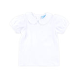 Girls White Knit Short Sleeve Undershirt with Ric Rac Trim