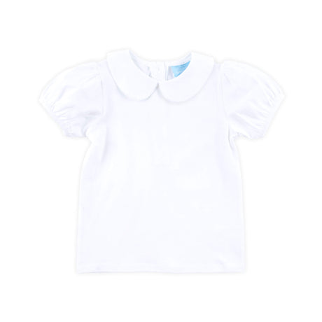 Girls White Knit Short Sleeve Undershirt with Ric Rac Trim