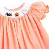 Scary Smocked Orange Gingham Bishop Bloomer Set