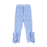 Royal Blue Gingham Side Ruffle Leggings