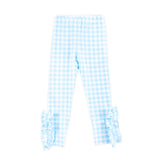Light Blue Gingham Side Ruffle Leggings