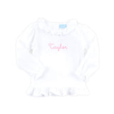 White Long Sleeve Ruffle Top