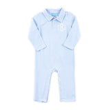 Light Blue Stripe Long Sleeve Polo Romper