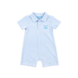 Jack O'Lantern Light Blue Stripe Polo Romper