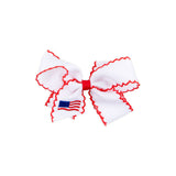Flag Embroidered Hair Bow