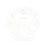 White Scalloped Crew Neck Sweater