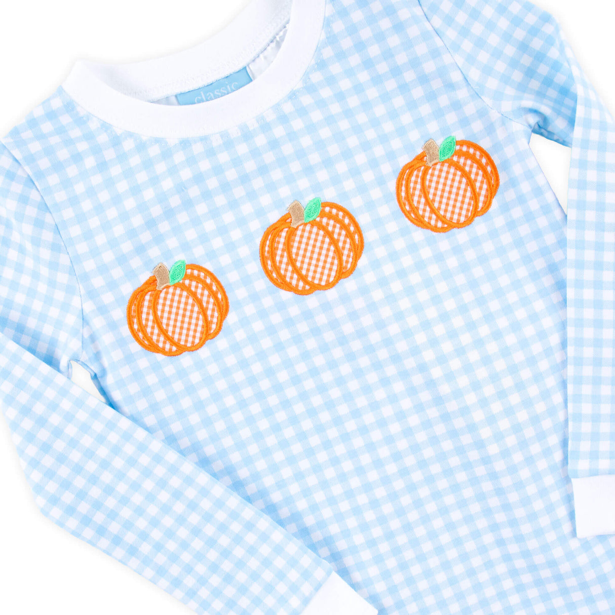 Pumpkin Trio Blue Gingham Pajamas
