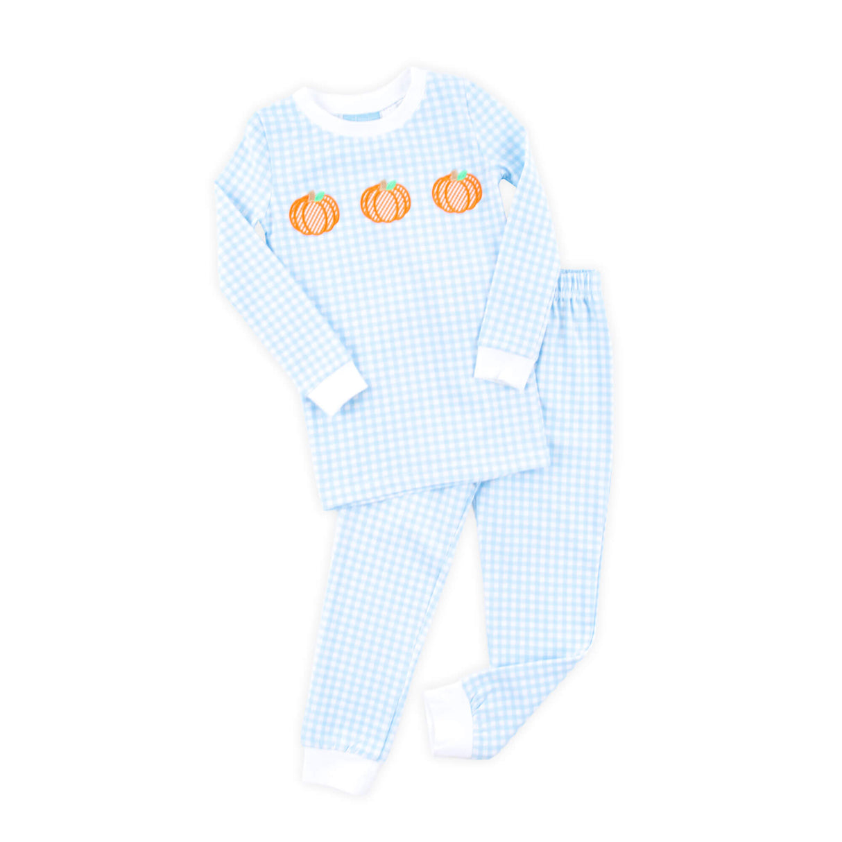 Pumpkin Trio Blue Gingham Pajamas