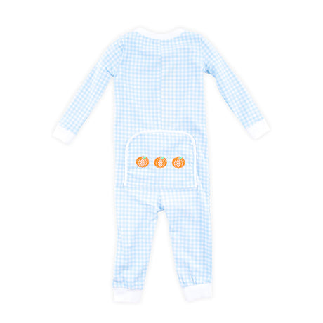 Pumpkin Trio Blue Gingham Zip Sleeper
