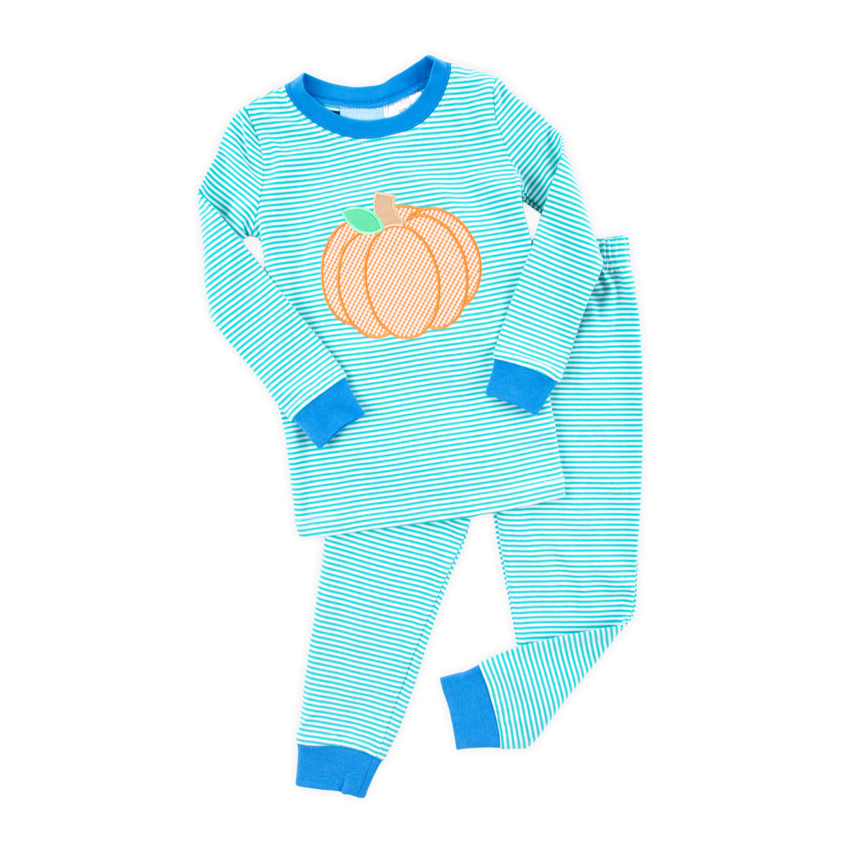 Pumpkin Blue Green Stripe Pajamas