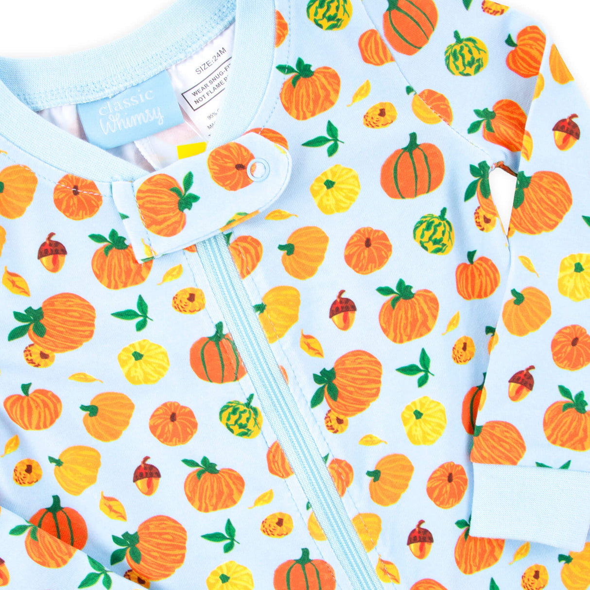 Autumn Pumpkin Blue Zip Sleeper