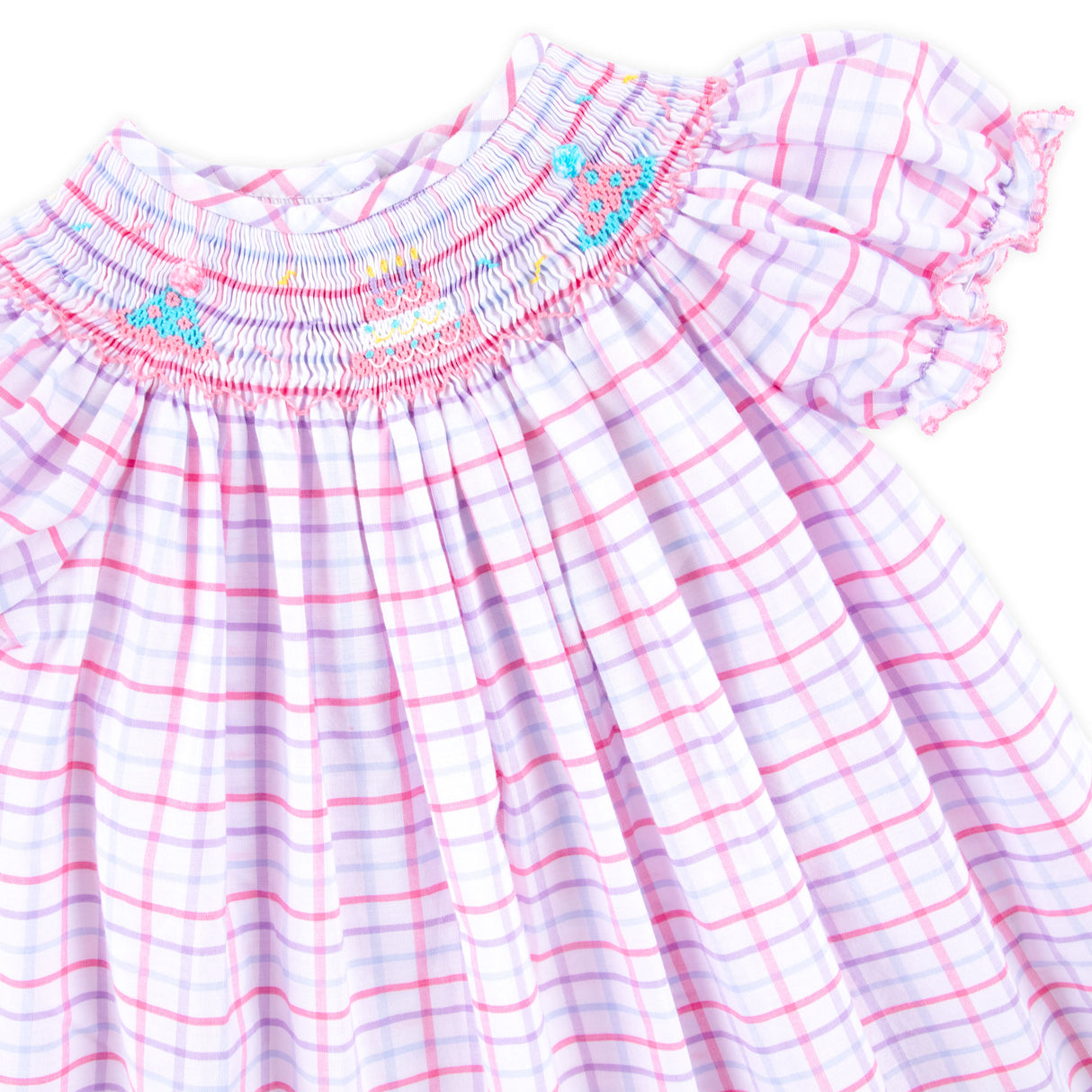 Birthday Celebration Smocked Rainbow Plaid Bloomer Set
