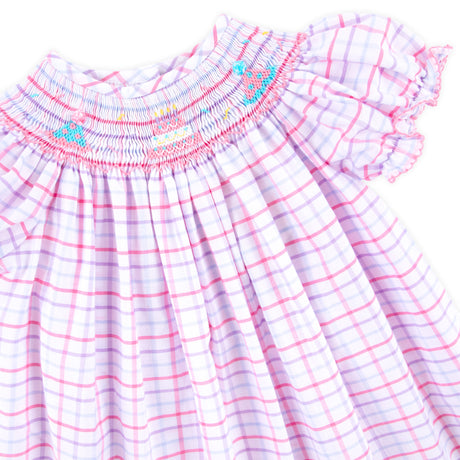 Birthday Celebration Smocked Rainbow Plaid Bloomer Set