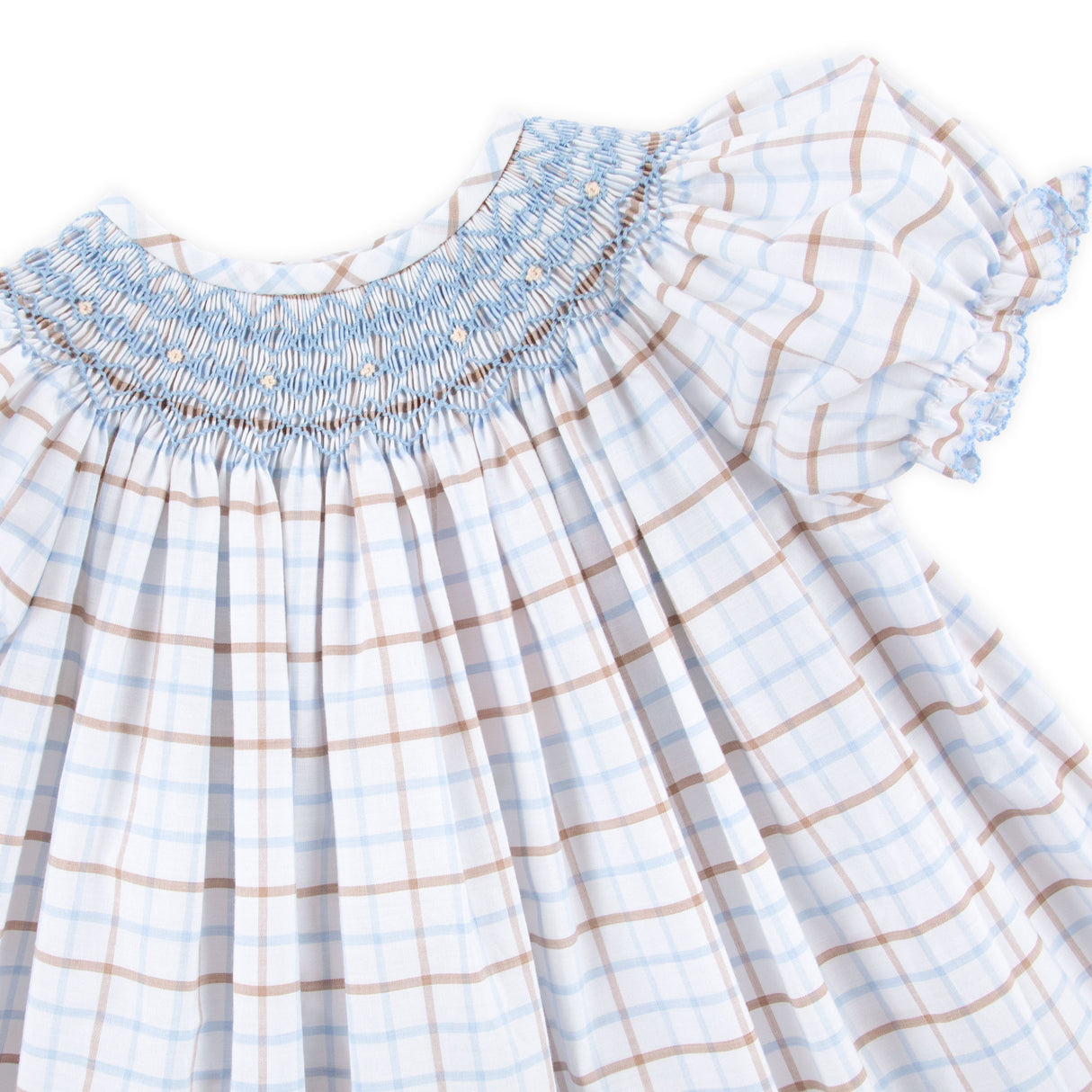 Blue Plaid Smocked Bishop Dress