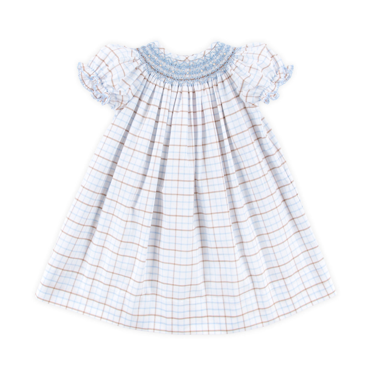 Blue Plaid Smocked Bishop Dress