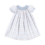 Blue Plaid Smocked Bishop Dress