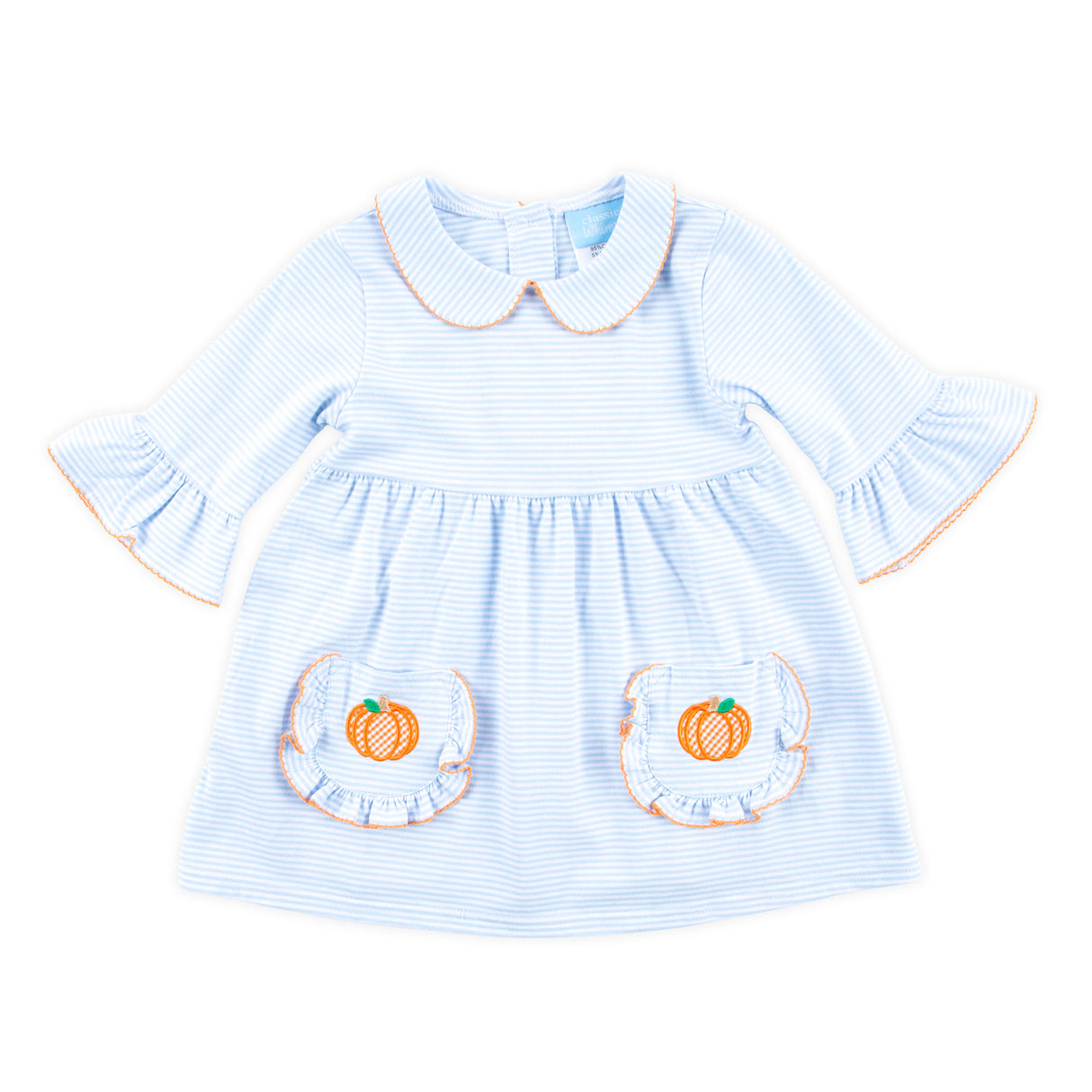 Pumpkin Light Blue Stripe Caroline Dress