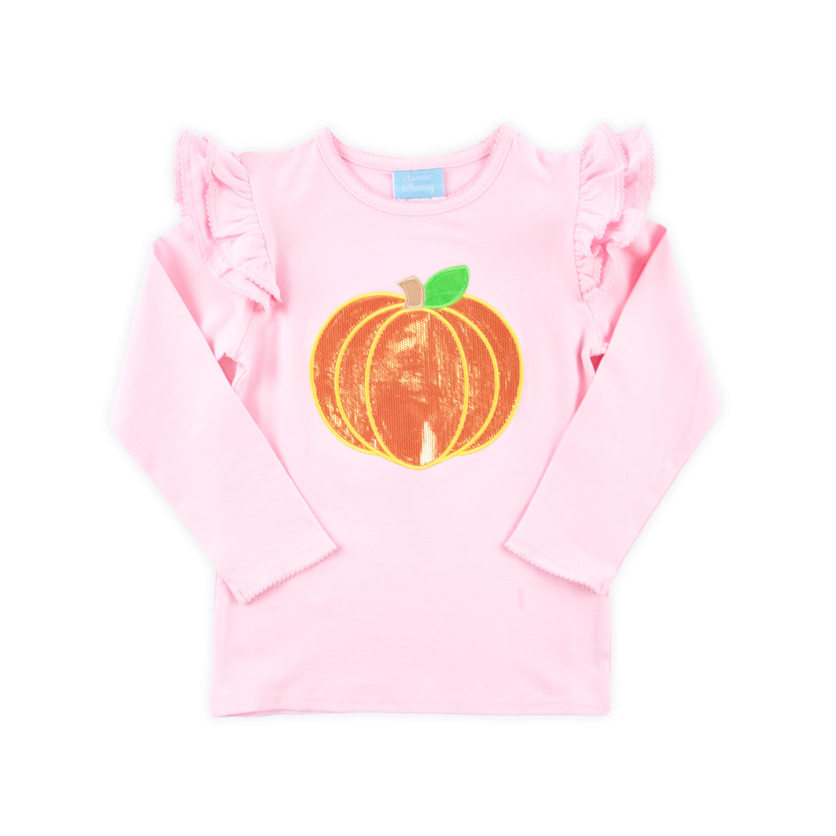 Pumpkin Pink Long Sleeve Ruffle Top