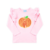 Pumpkin Pink Long Sleeve Ruffle Top