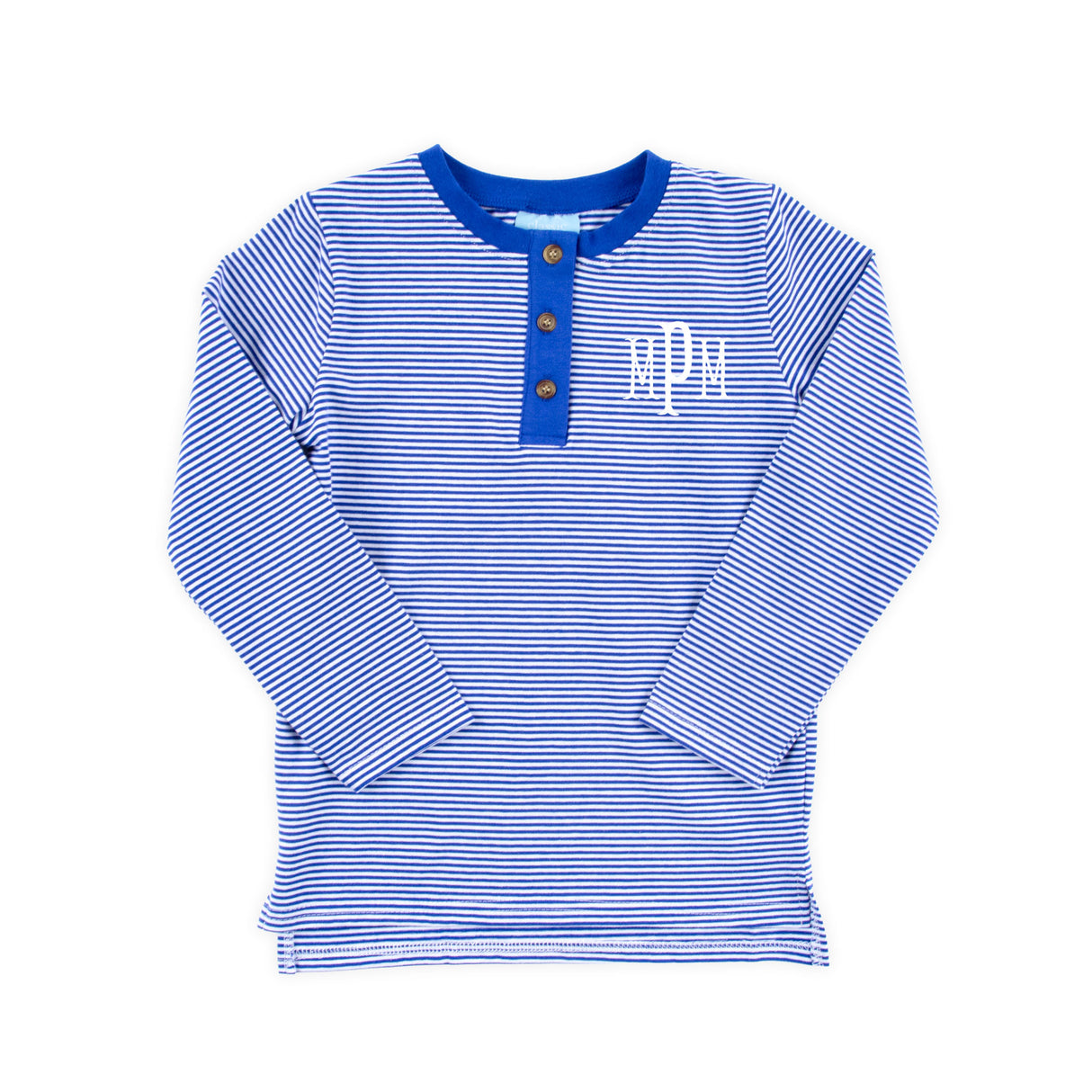 Royal Blue Stripe Long Sleeve Henley Shirt