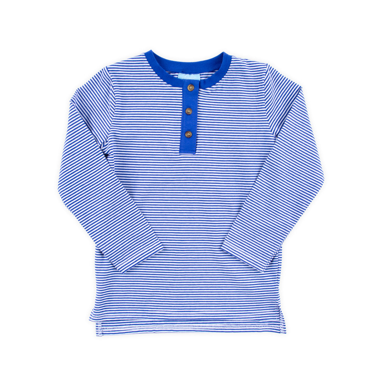 Royal Blue Stripe Long Sleeve Henley Shirt