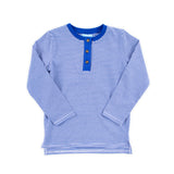 Royal Blue Stripe Long Sleeve Henley Shirt
