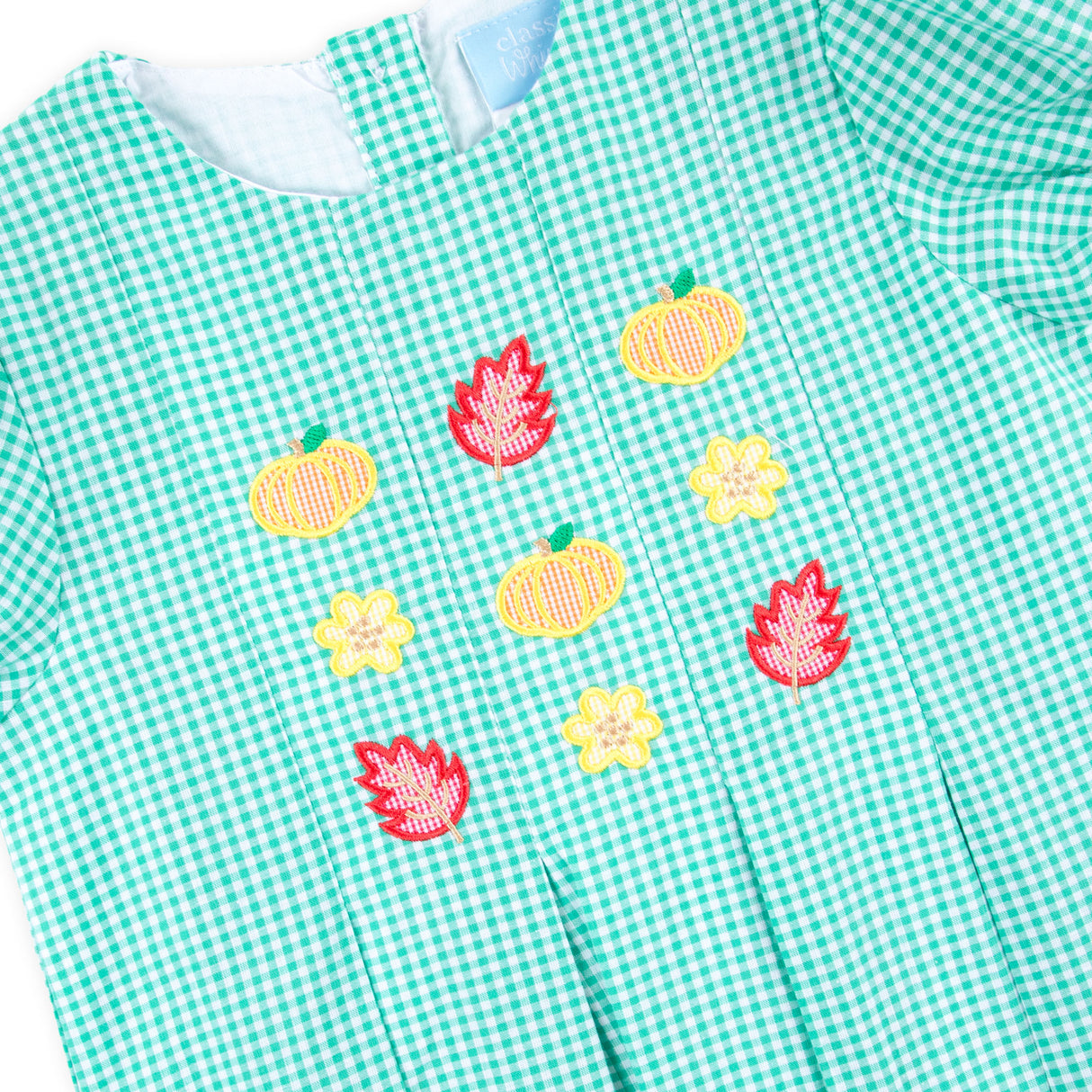 Pumpkin Blossom Green Gingham Dress