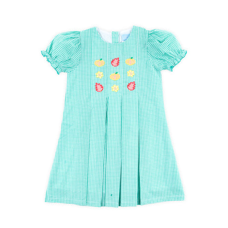 Pumpkin Blossom Green Gingham Dress