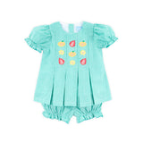 Pumpkin Blossom Green Gingham Bloomer Set