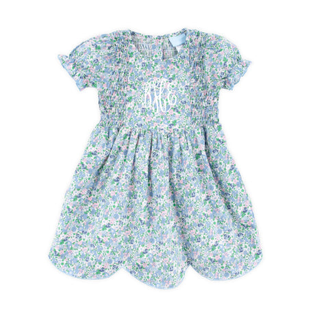 Butchart Garden Blue Smocked Aria Dress