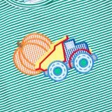 Pumpkin Dump Truck Green Stripe Short Sleeve Shirt