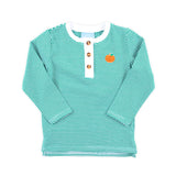 Pumpkin Green Stripe Long Sleeve Henley Shirt